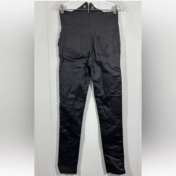 Akira Womens Black Moto Faux Leather Pants Hight Waist Sz Large Zip Front - Picture 5 of 11